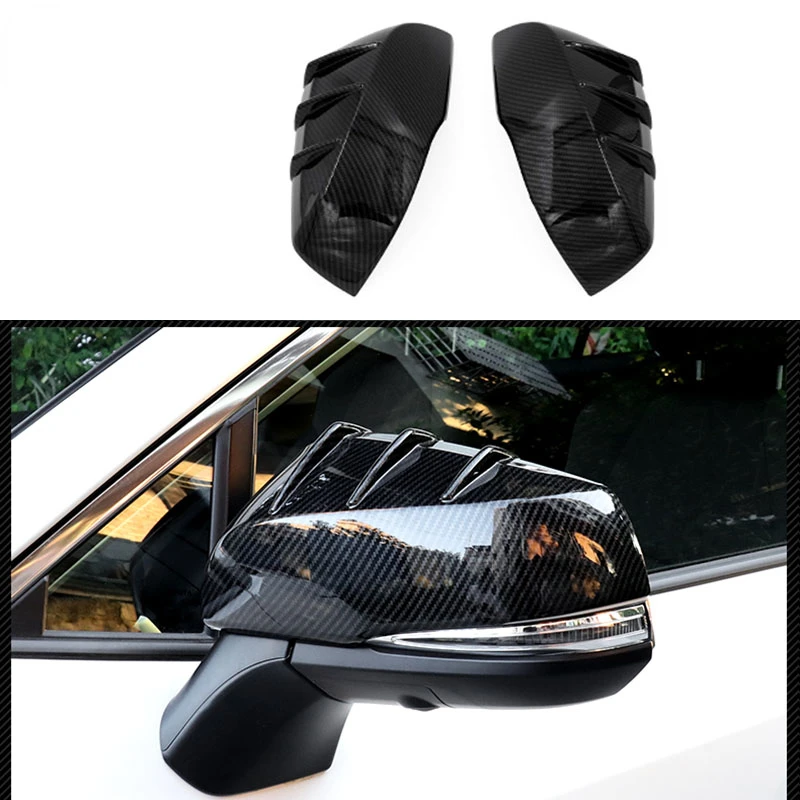 

2pcs fit for Toyota Rav4 2019 2020 Carbon Fiber color Black ABS Side Door Mirror Cover Trim Cap