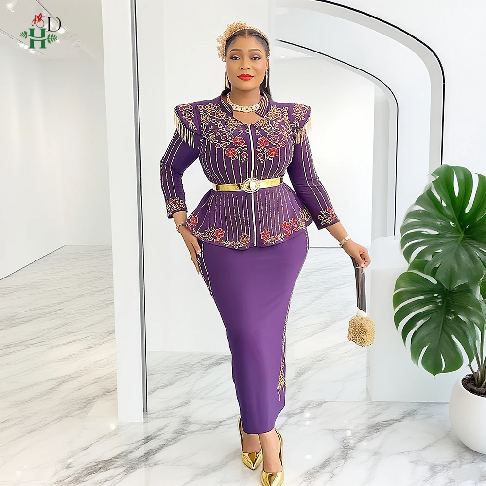 Nueva ropa africana para mujer, 2 uds., Tops y faldas, traje Dashiki Ankara, trajes turcos, vestido de talla grande, vestidos africanos de oficina