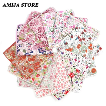 Lovely Men's Floral Flower Cotton Handkerchief 25cm Red Pink Printed Scarf Shirt Wedding Party Suit Accessories Daily Gift