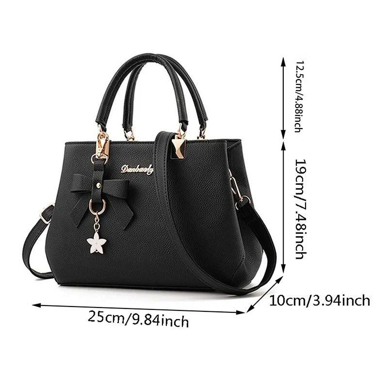 2023 New Shoulder Bags Women Vintage Bowknot Star Pendant Handbag Casual Women Messenger Leather Large Capacity Bags