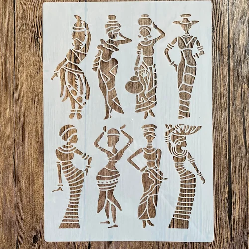 Imagen 1 del producto Plantillas DIY de 29x21cm, pintura de pared, libro de recortes colorear, álbum en relieve, plantilla de tarjeta de papel decorativa, pared primitiva femenina