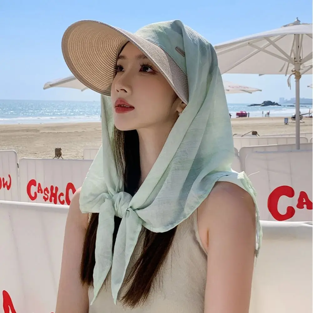 Modischer koreanischer Stil Kopftuch Baseballkappe mit breiter Krempe, bedruckter Sommer-Sonnenhut, Sonnenschutz-Haarband, Strohhut für den Sommer – Detail 9