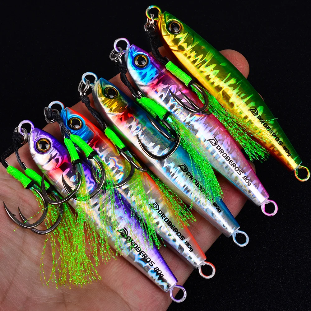 Proberos 1 Stück 3D-Augen Metall-Jig-Köder 35g 40g 60g 80g Bionischer Köder Salzwasser Ufer-Casting Angelköder Angelzubehör Qualitäts-Haken – Detail 2