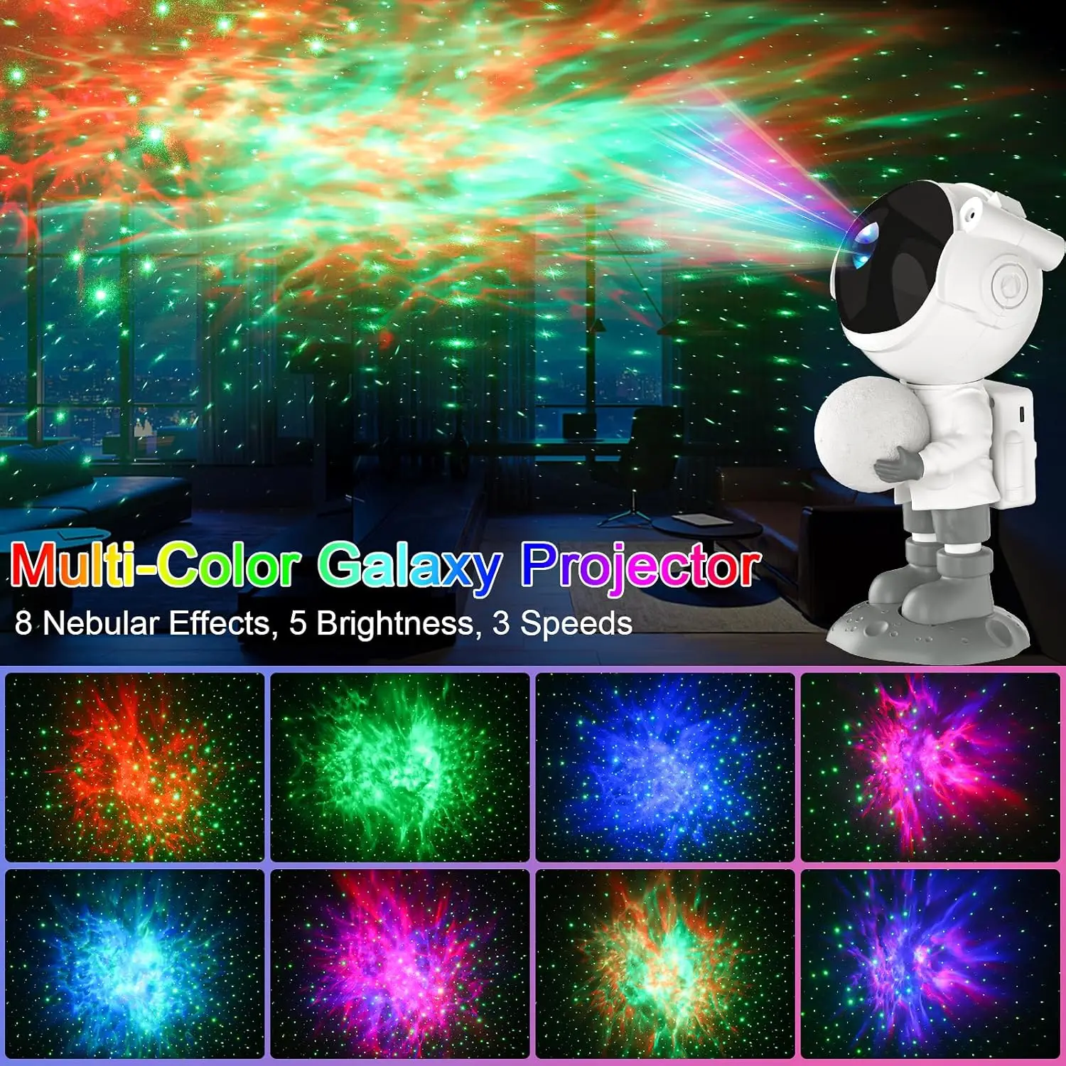 Astronaut Galaxy Projector Lamp Night Light Starry Star Projector with Moon Lamp Ceiling Nebula Space Projector for BedroomDecor