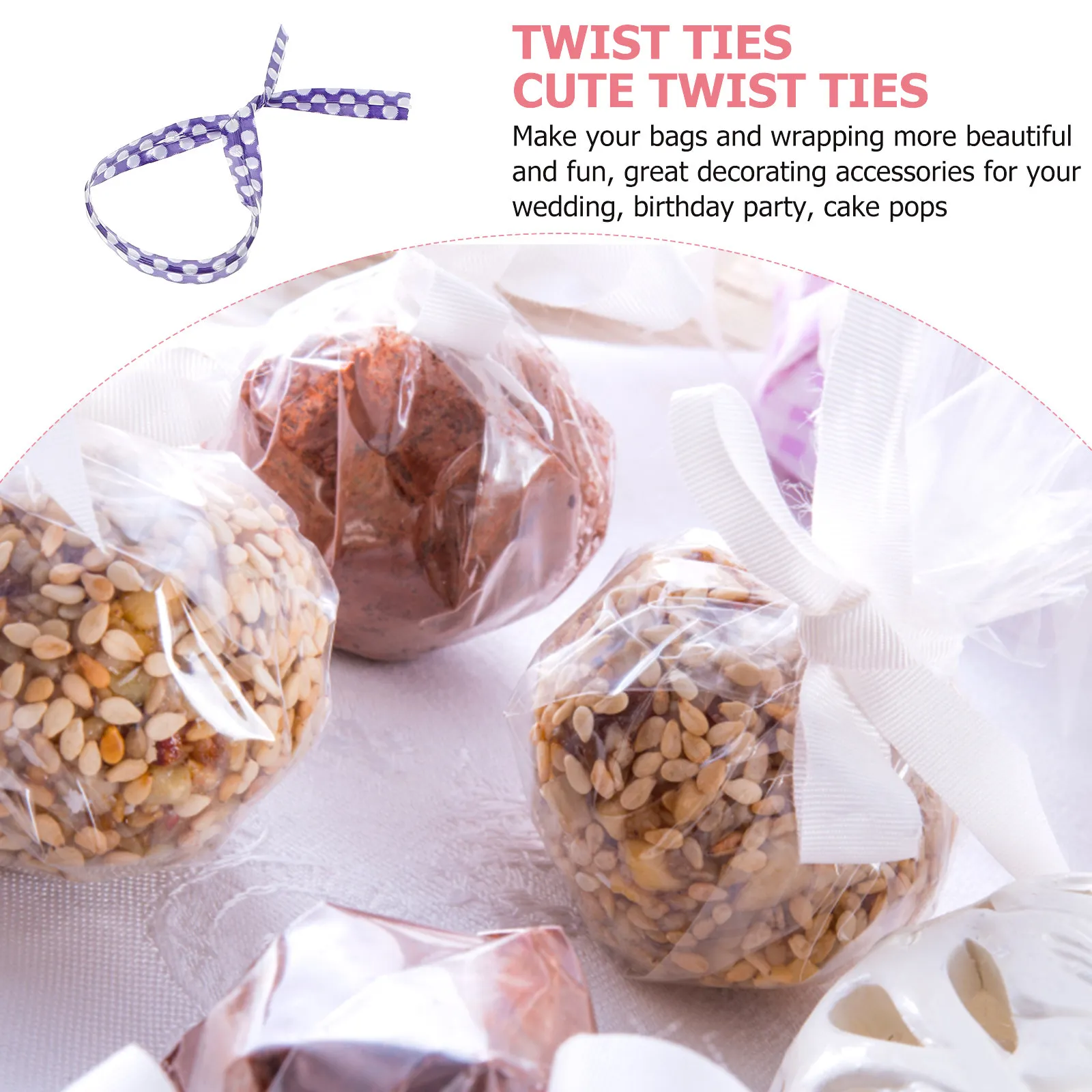 100Pcs Metallic Dot Pattern Sealing Ties Soft Easy Tie Cellophane Candy Bread Bags Party Treat Packaging Decorative