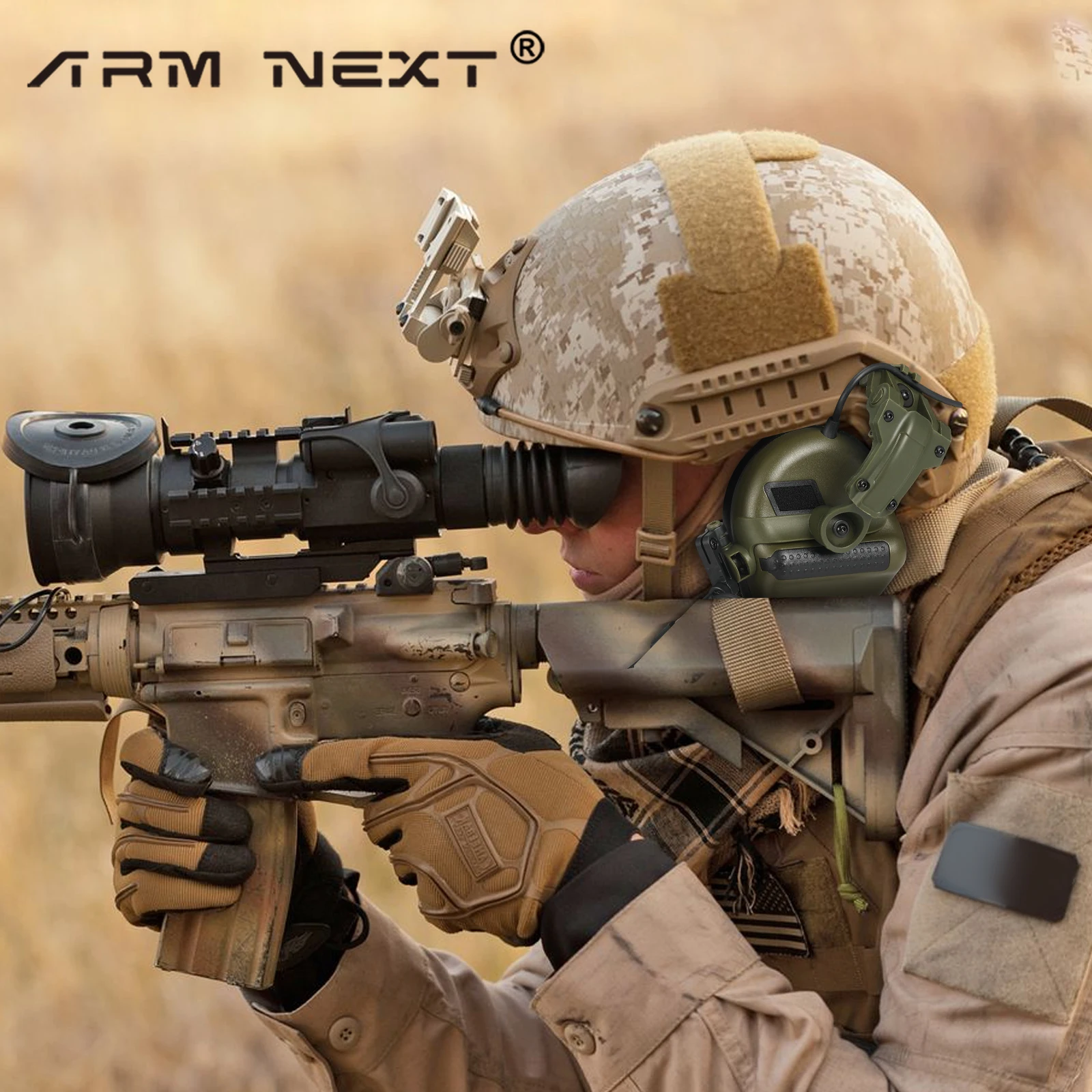 ARM NEXT Tactical Helmet Headset  Active Shooter Earmuffs & ARC Helmet Rail Adapter Military Helmet Headset