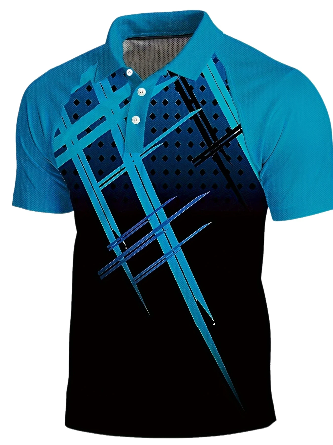 2026 Hot Selling Summer Fashion Blue Vector Design New 3D Printed Quick Drying Polo Shirt Business Elite Sports Shirt Large Size