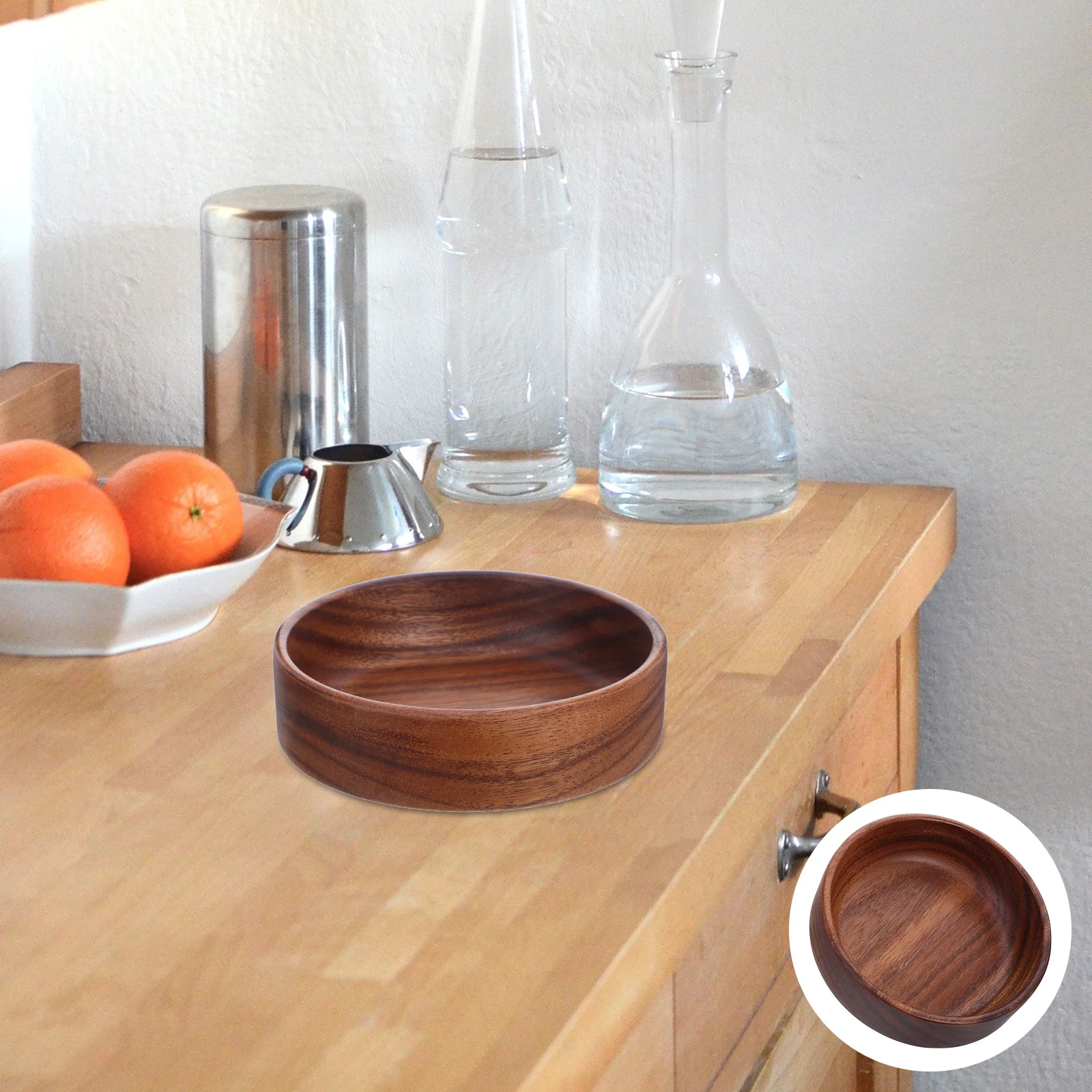 

Wooden Salad Large Round Fruit Serving Bowl For Party Appetizers Snacks Popcorn Handmade Rustic Mixing Bowl Kitchen