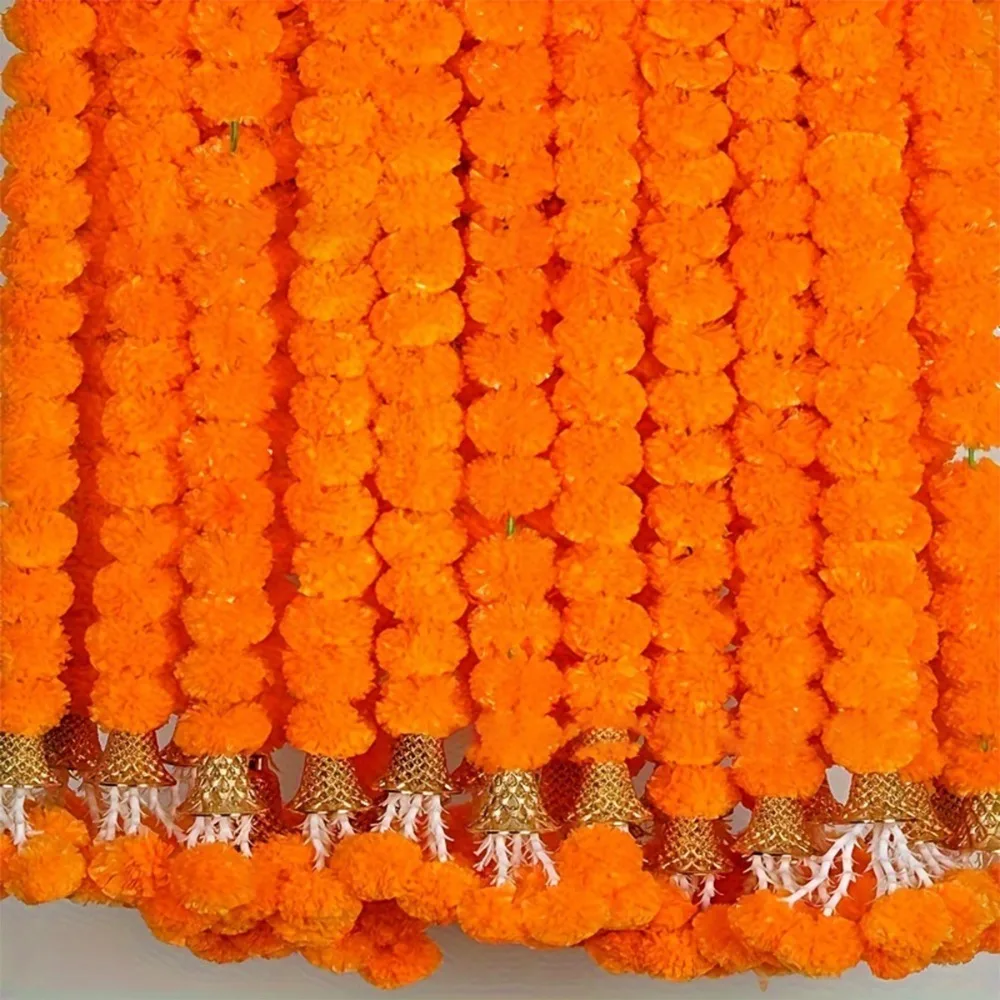 Long Strands Artificial Marigold Garland 1.5m Pooja Diwali Fiesta Marigold Flower Garlands Indian Décor Events Decor