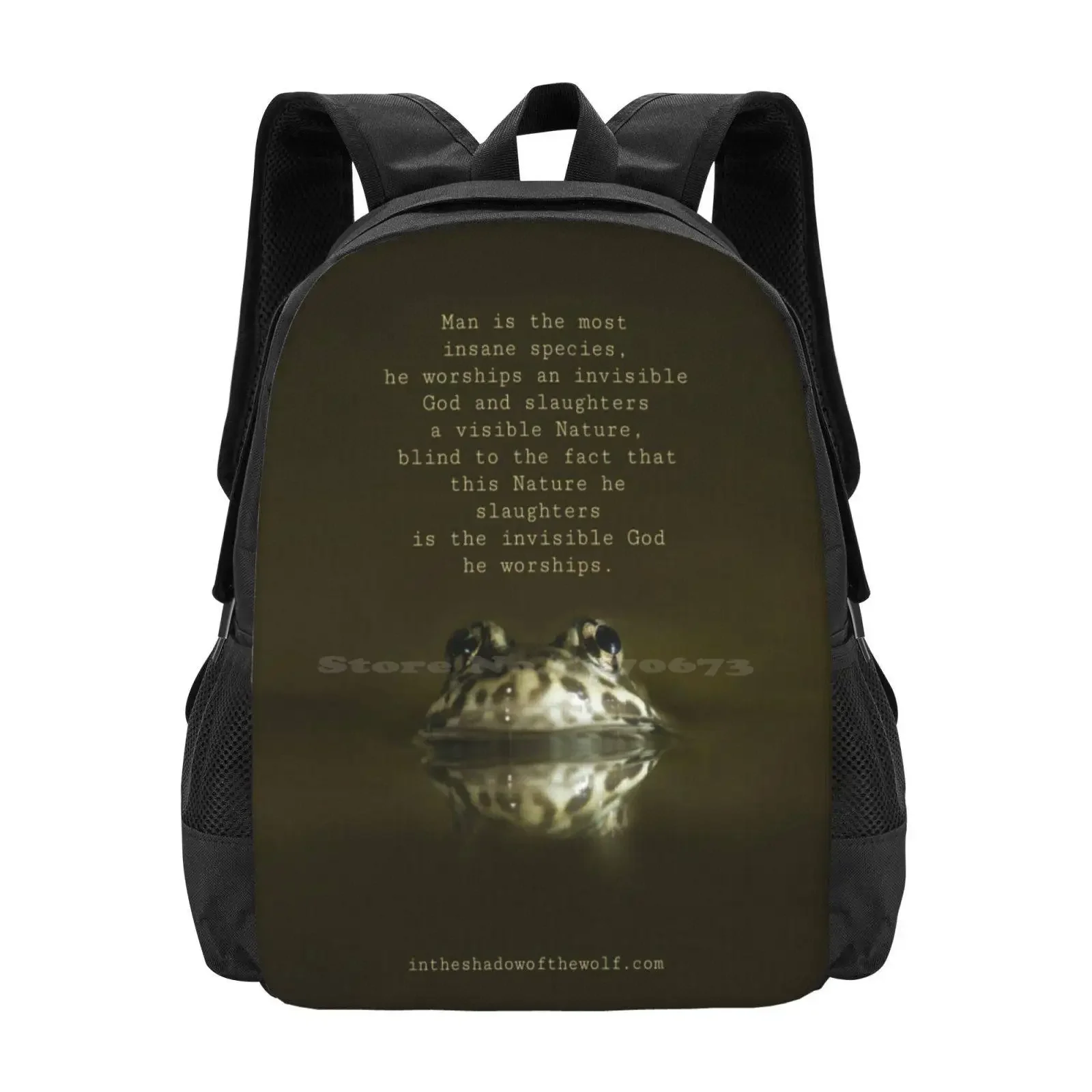 

An Insane Species Hot Sale Schoolbag Backpack Fashion Bags Bring Nature Back Anthropocene Mans Destruction Save Earth God