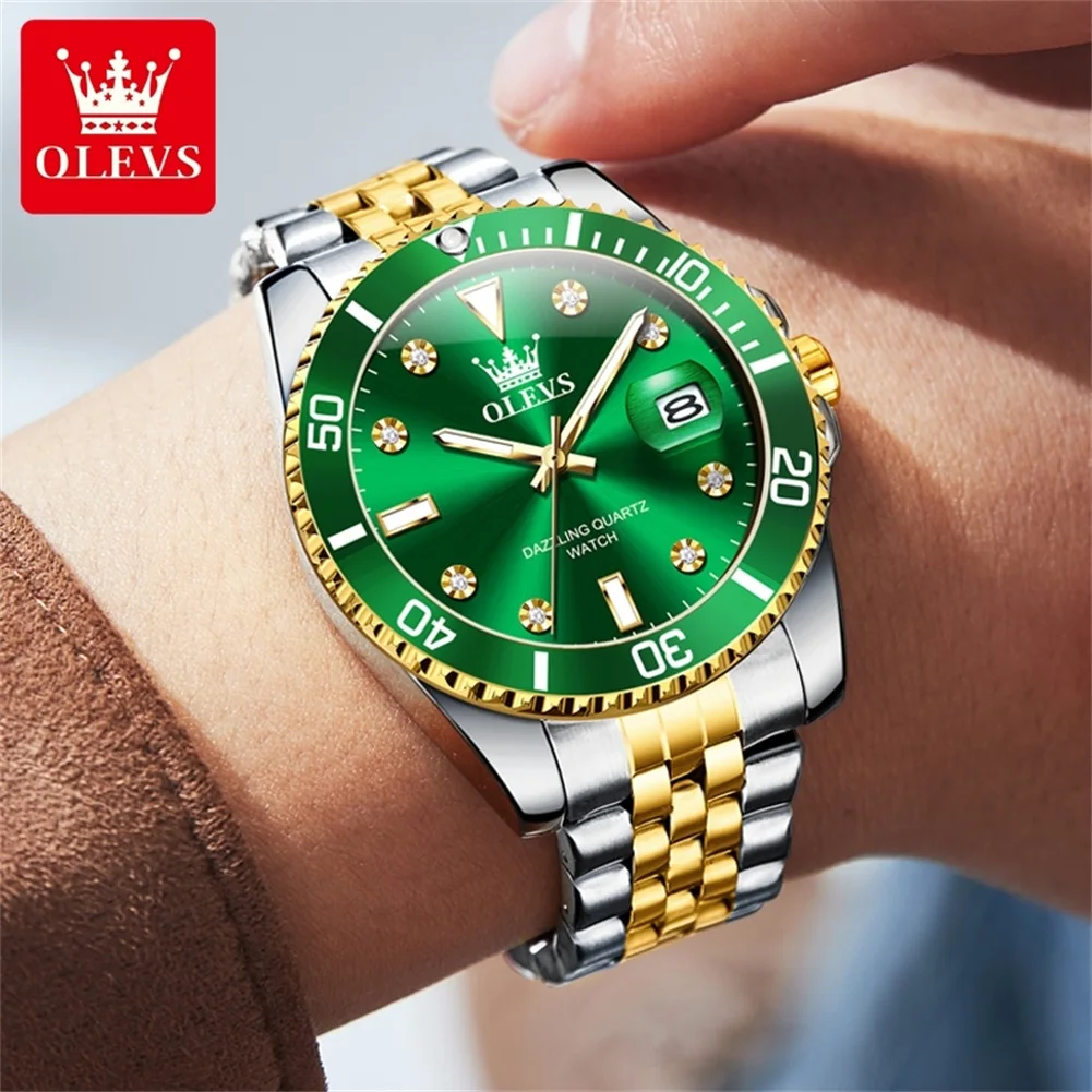 OLEVS 9809 Men\'s Watch Original Waterproof Automatic Date Rotation Ring Luxury Brand Diving Quartz Men\'s Watch Reloios Masculino