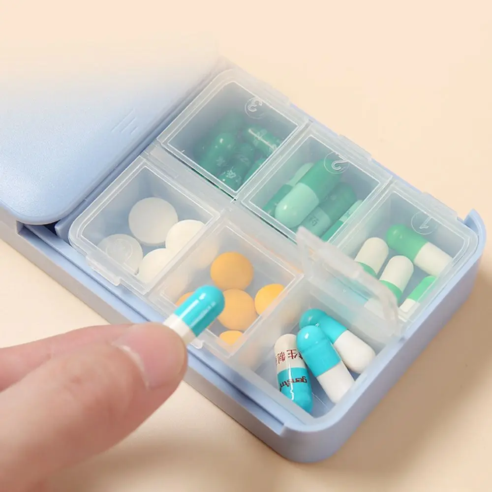 Portable Pull-out Dispenser Pill Box Creative Moisture-proof 6-cell Dispenser Pill Case Dust Prevention Large Capacity