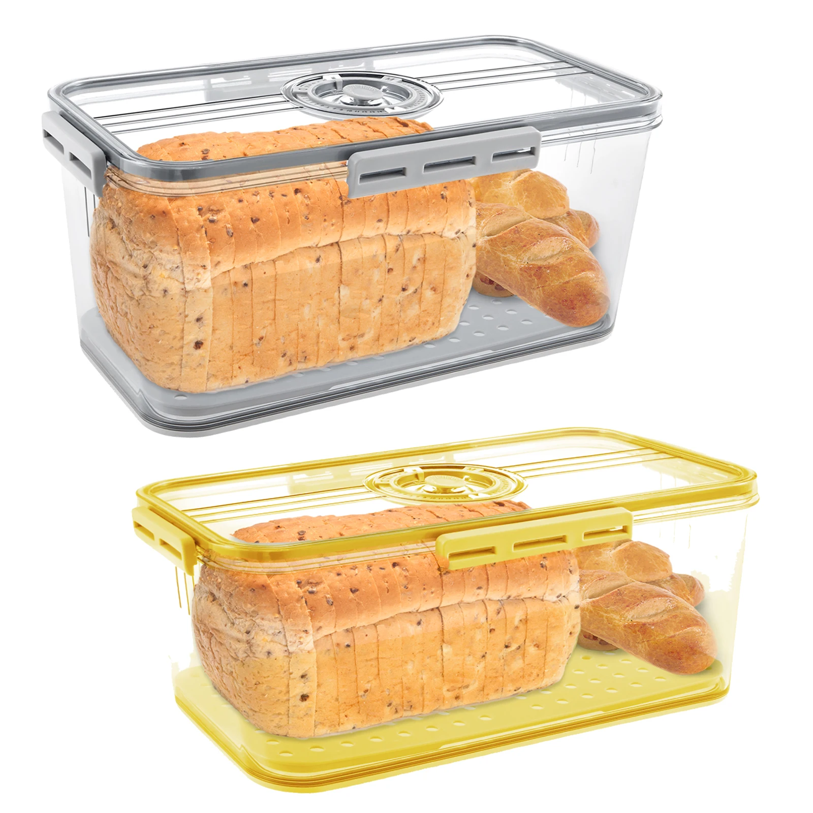 Bread Box for Kitchen Counter Airtight,Time Recording Bread Storage Container with Lid, Bread Keeper for Homemade Bread, Toast