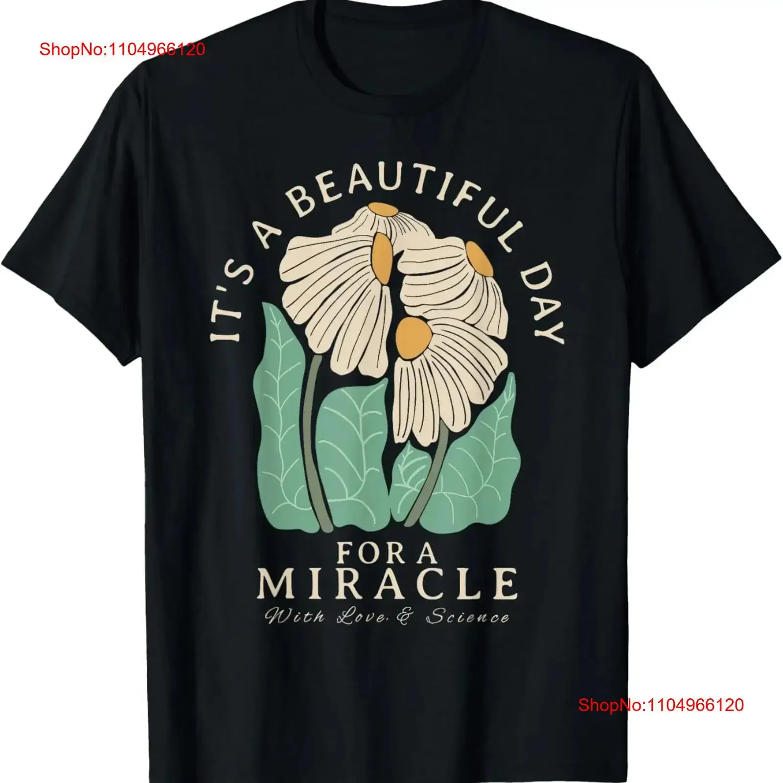 It A Beautiful Day For Miracle T-shirt à motif floral positif, manches longues ou courtes, style vintage délavé, streetwear unisexe décontracté