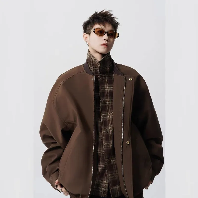 

Американская клетчатая искусственная куртка из двух предметов, унисекс, весна-осень-зима, повседневное свободное модное пальто в бейсбольном стиле, стильная верхняя одежда, топ