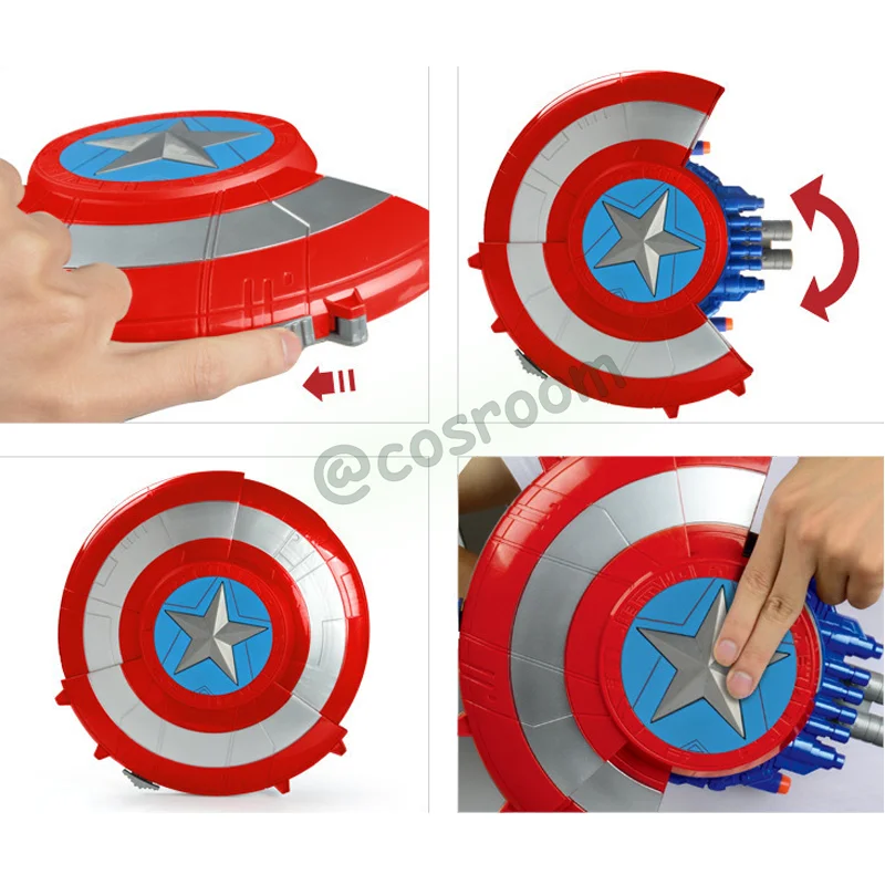 Captain America Shield Launcher Toy Gun Soft Bullet Hidden Guns Superhero Weapons Captain America Toys for Boys Cosplay Props