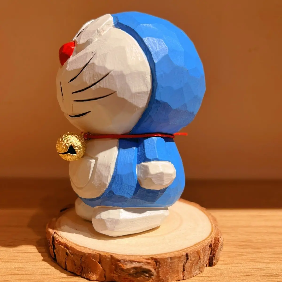 Doraemon Anime Character Peripherals Hand-Made Solid Wood Carving Products Figure Cat Desktop Ornaments Model Toy Birthday Gift