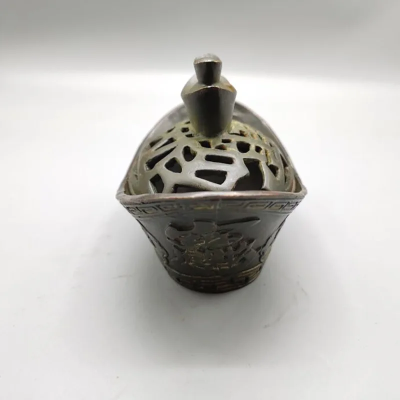 copperware, brass incense , home decoration, antique purple copper-colored ingot burner craft