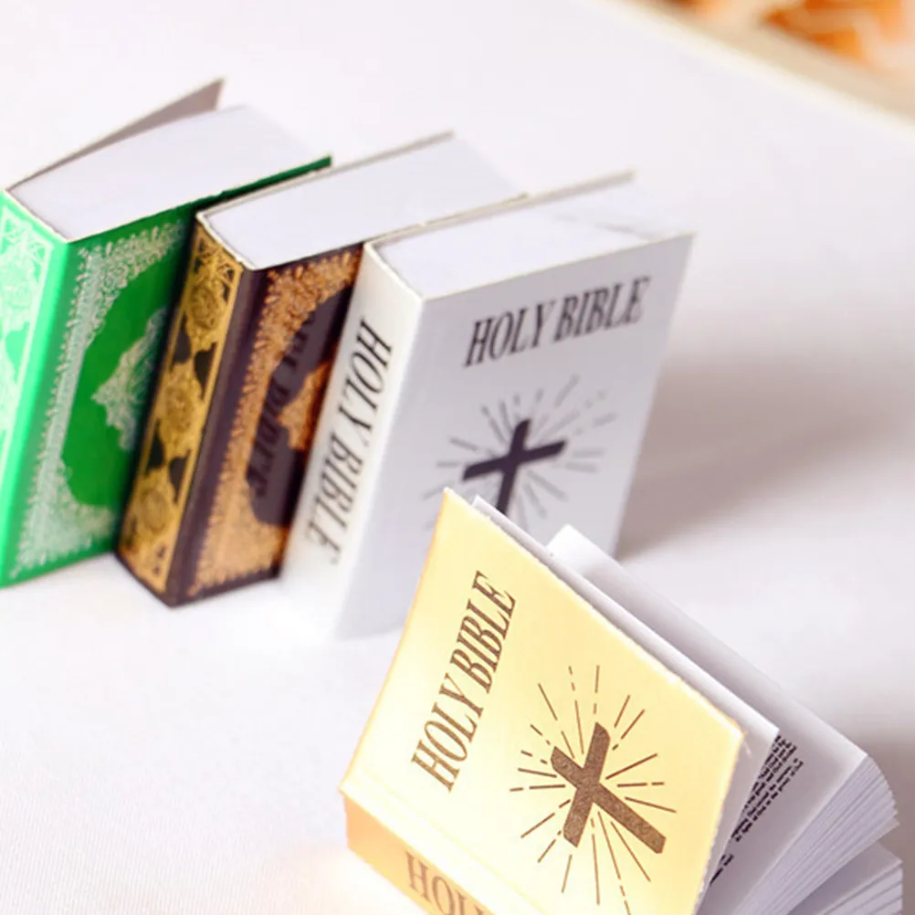 

4Pcs Mini Bible Book Page-Turnable Realistic Dollhouse Accessories for Mini House Decoration Kids Room Layout Security