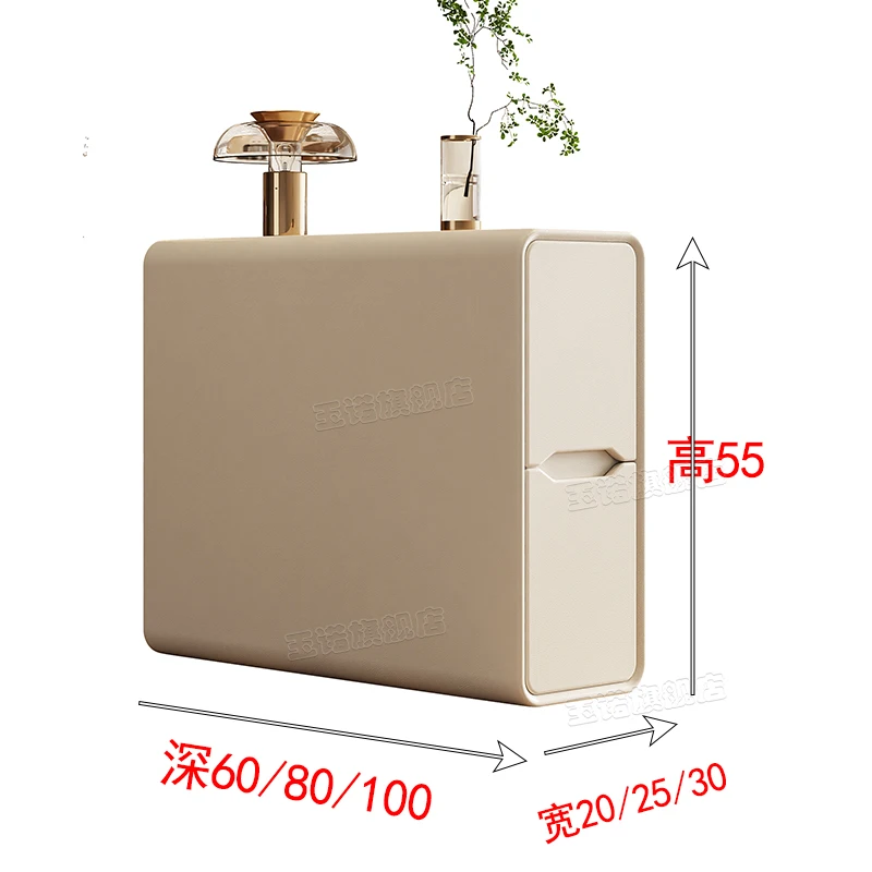 Luxury Ultra-Narrow Sofa Side Cabinet Modern Minimalist Living Room Solid Wood Gap Cabinet Drawer-Type Storage Table