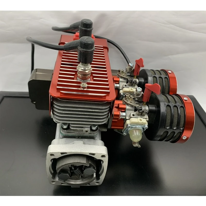 Modelo de motor de gasolina de dos tiempos de 62CC, motor bicilíndrico adecuado para modificaciones de automóviles con control remoto, alta potencia