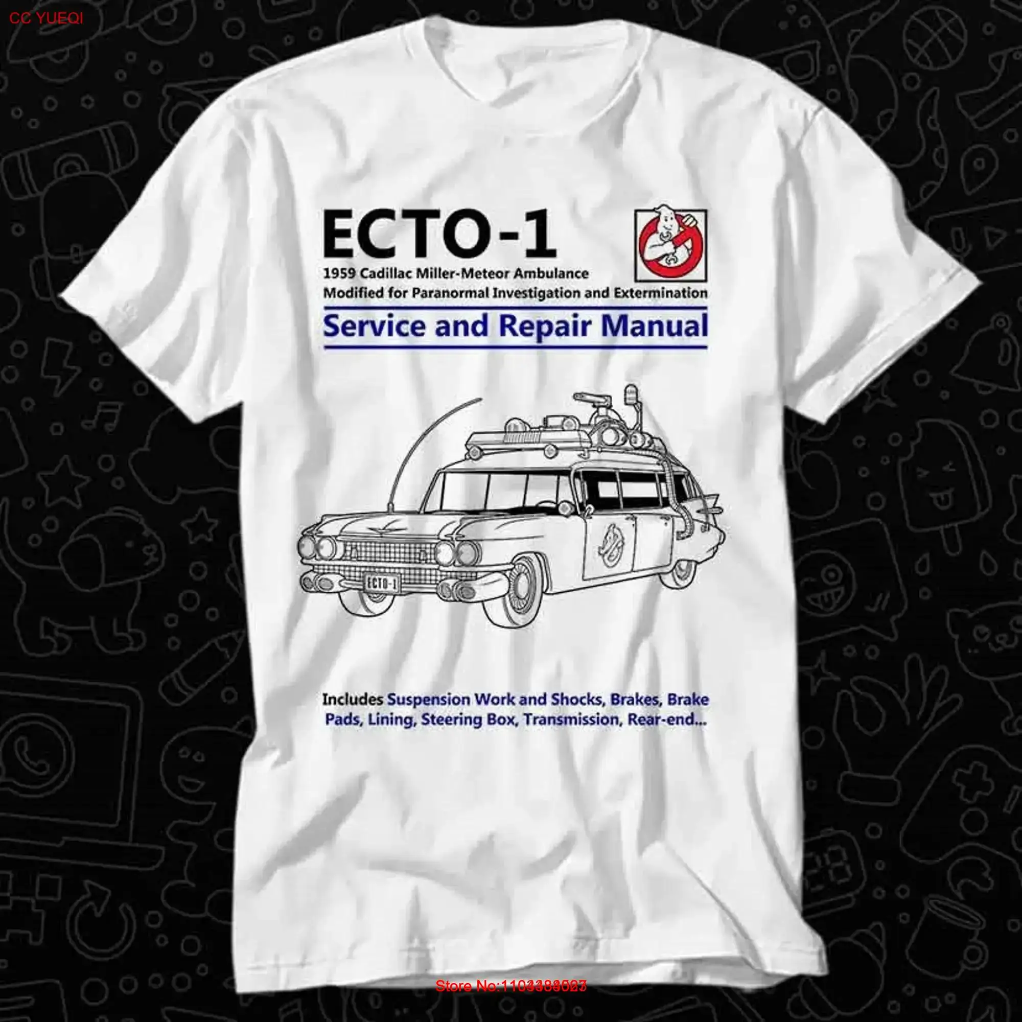 ECTO 1 Ghostbuster Ambulance Car Service und Reparatur Handbuch T Shirt Geschenk Top Erwachsene Vintage Musik Bester Film OZ486