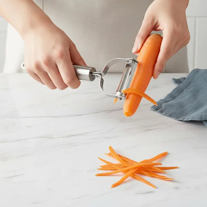 @*Ultra Sharp Stainless Steel Dual Side Vegetable Peeler 2-in-1 Peeling Julienning Tool for Home Kitchen Fruit Veggie Food Prep