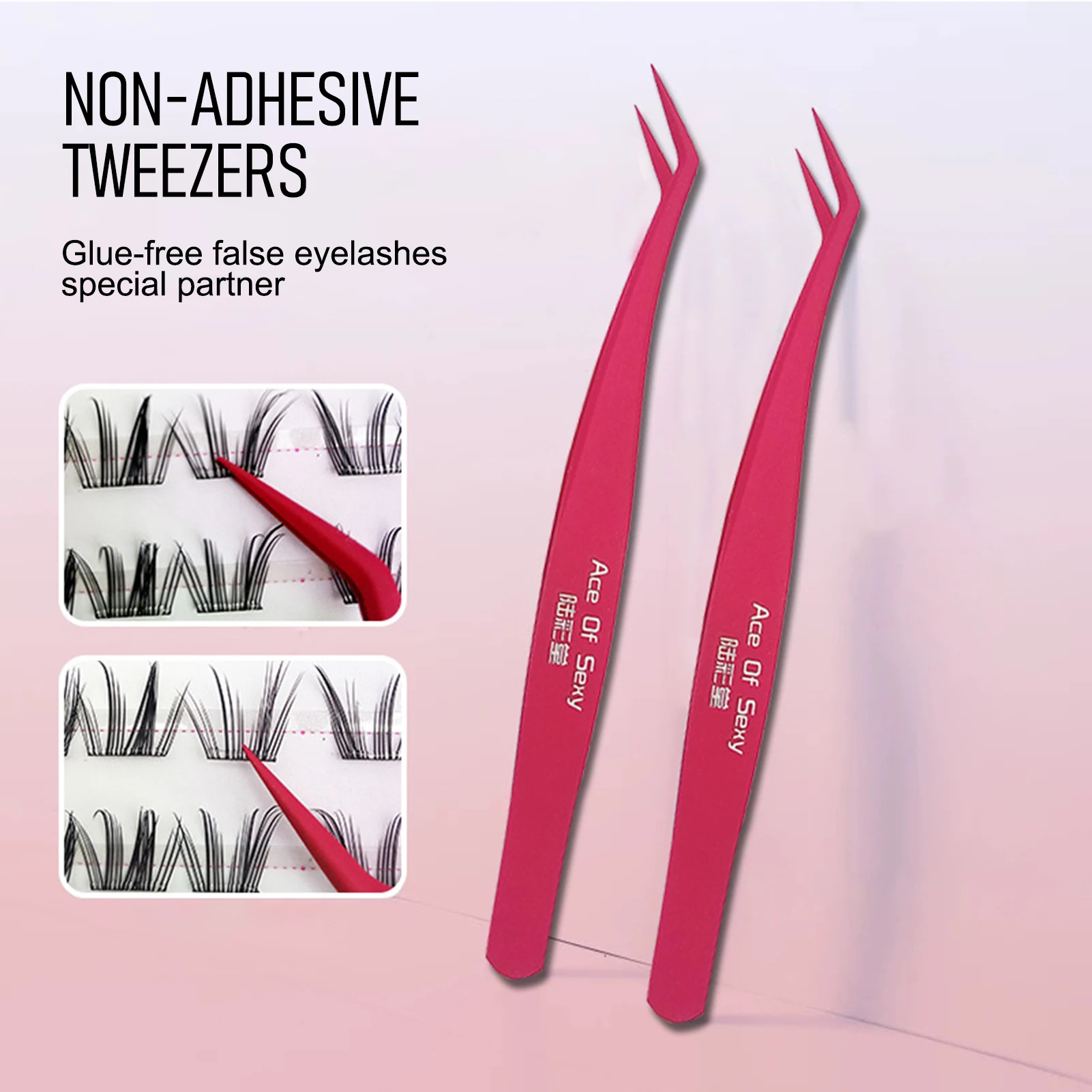 

Stainless Steel Slanted Eye Brow Clips False Lashes Extension Tweezers for Makeup Cosmetic Tool
