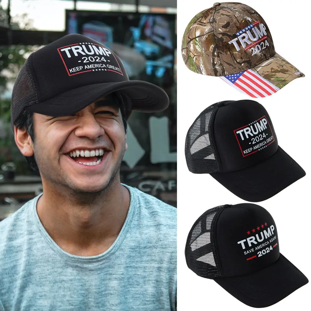 Adjustable Black Trump 2024 Caps US Flag Hats Trump Supporters Hat