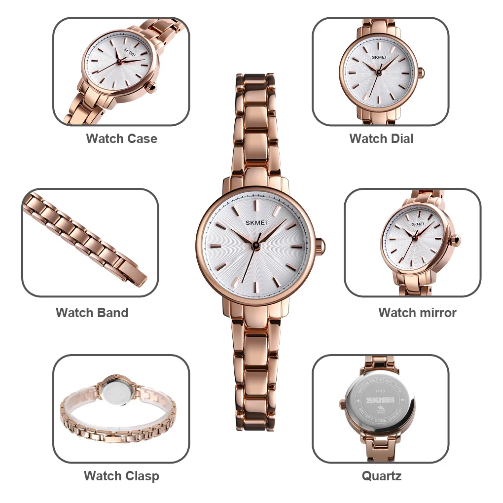 SKMEI 1410 Wrist Waterproof Stainless Steel Women Watches Luxury Montre Femme Quartz Watch Women Fashion Ladies Watches