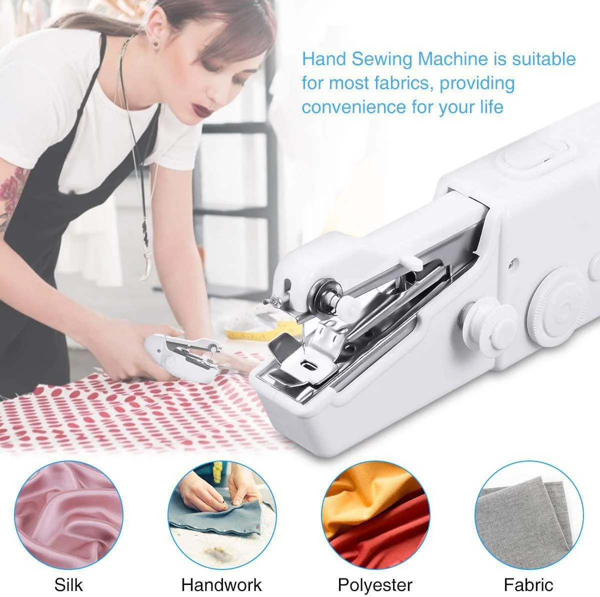 26Pcs Handheld Sewing Machine Set Portable Mini Sewing Machine Electric Stich Tool For Fabric Clothing