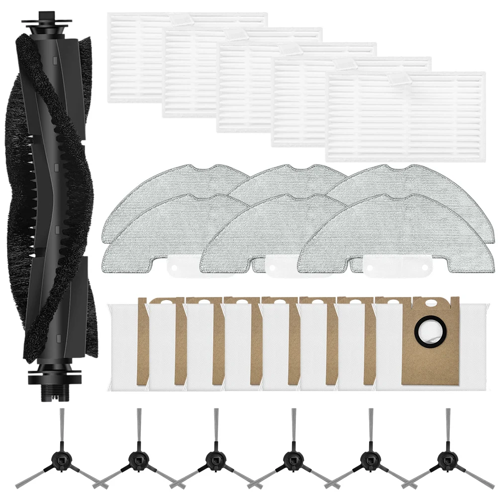 

For Airzeen Q10 Pro Compatible Replacement Parts Kit Main Brush Side Brush Filter Dust Bag Mop Cloth for Vacuum Mop