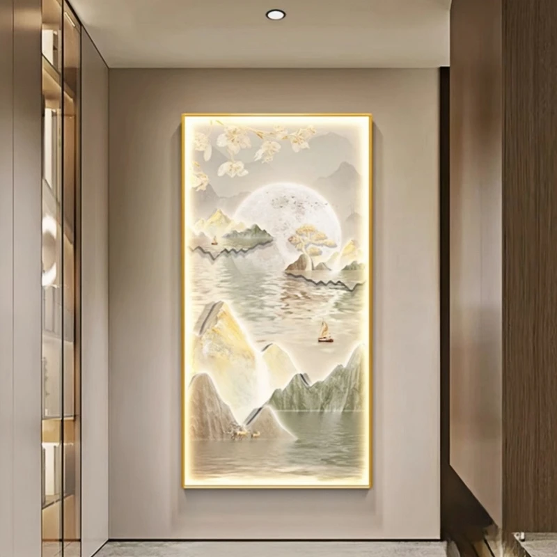 Modern LED Wall Light Remote Dimming Art Landscape Wall Decoration Bedroom Living Room Dining Kitchen Hall Hanging Painting Lamp