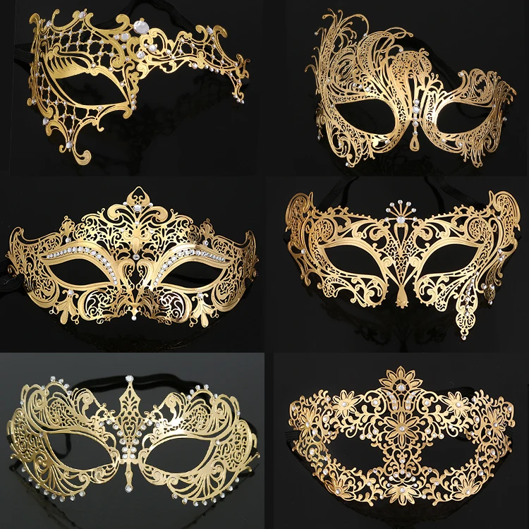 

Mask Metal Material Handmade Spot Drill Men and Women Same Style Suitable for Masquerade Party Dress up Adult Performance Props