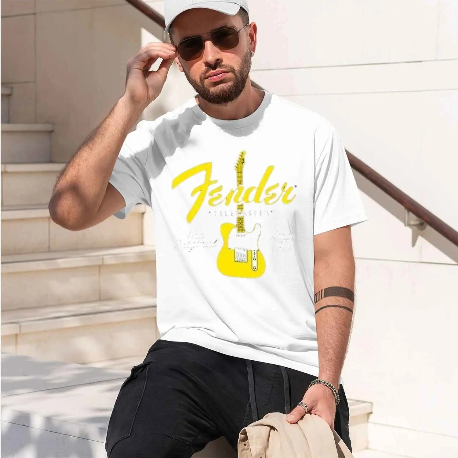Summer New Unisex Vintage Guitar Graph Print T-shirt Casual Short Sve Street Wear Fashion Te 2026 New Model Short-sleeve crewnec