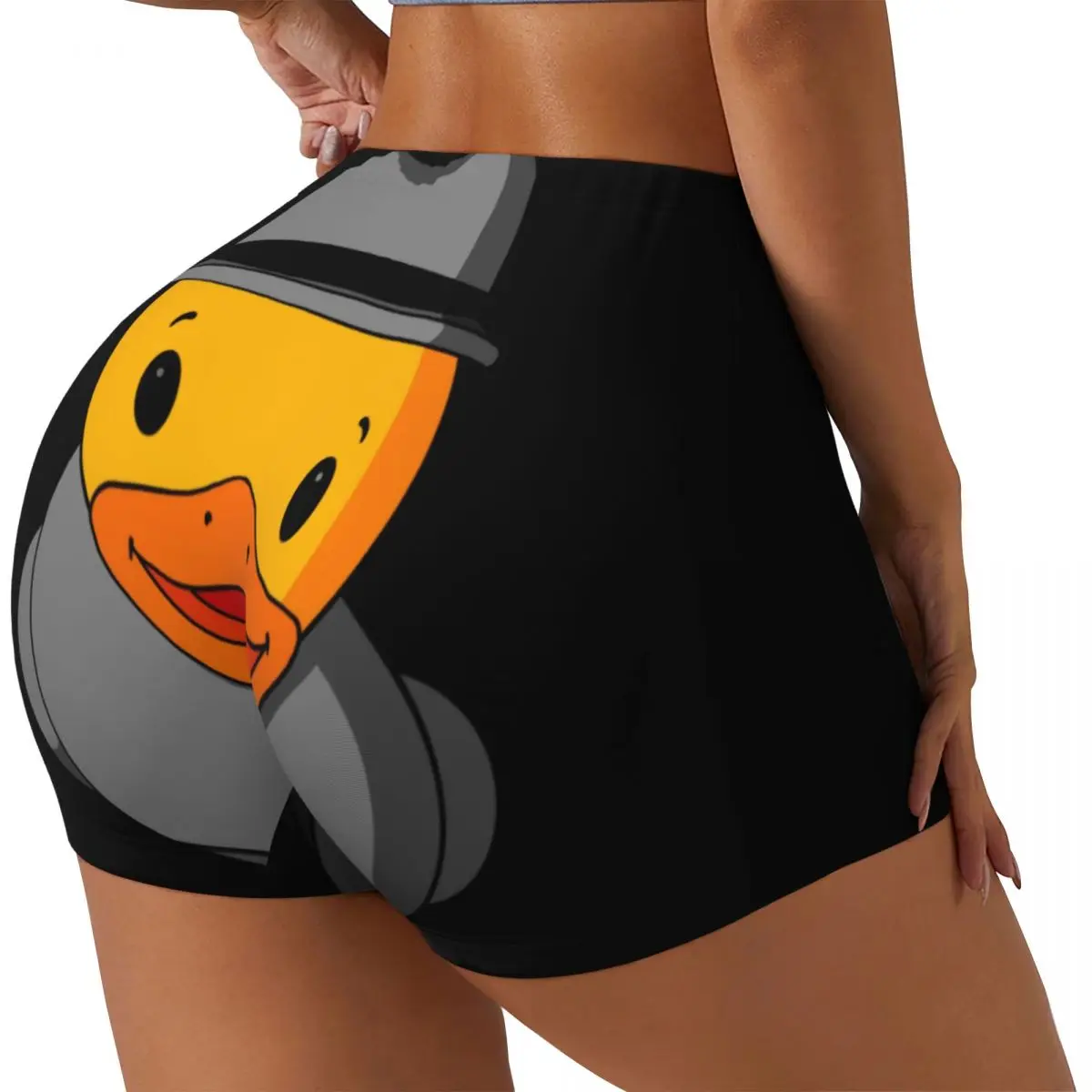 Custom Business Rubber Duck Workout Shorts for Women Cartoon Animal Pets Gym Volleyball Biker Yoga Shorts