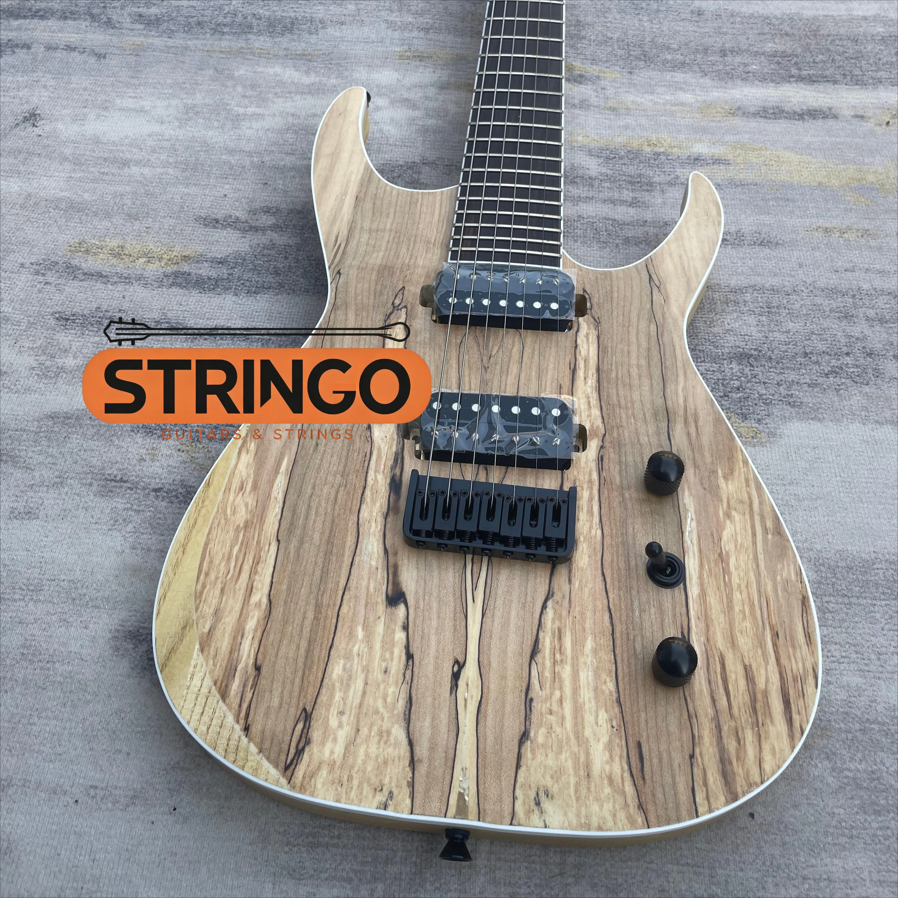E Spalted Maple Top HH Pickups Fixed Bridge Electric Guitar for Advanced Players Heavy Metal Progressive Rock Performance