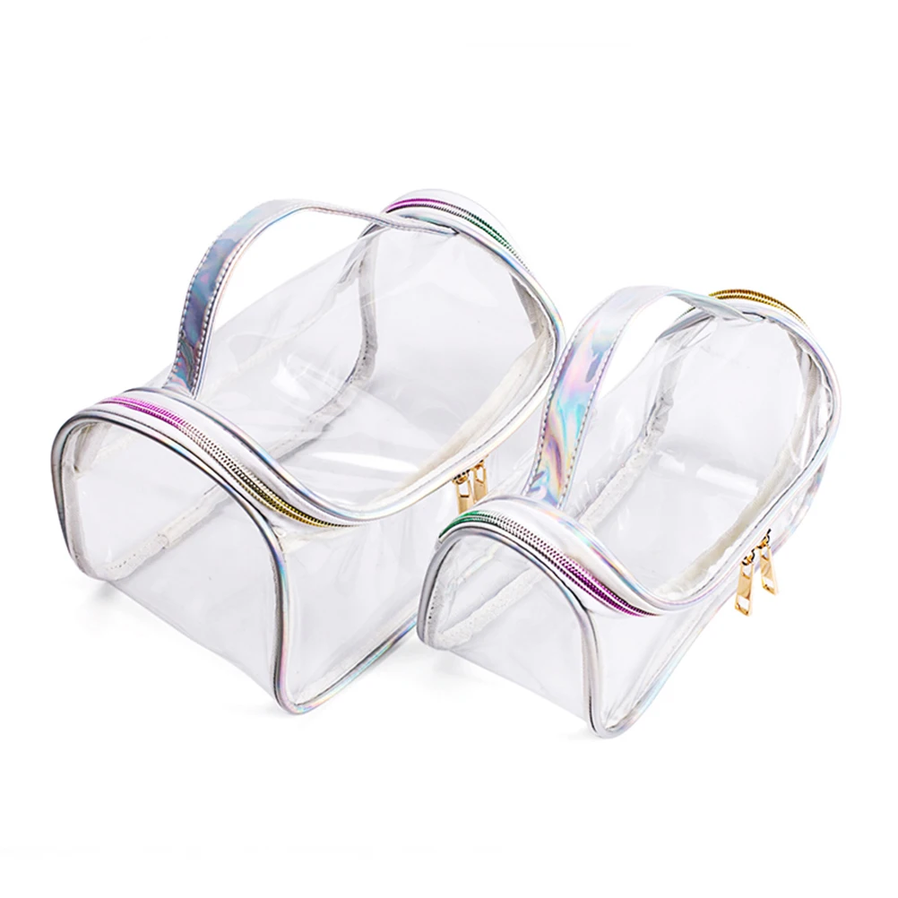 

Clear Toiletry Bag Organizer Travel Pouch Portable Makeup Bag Shower Essentials Pu Material Large Capacity Bathroom