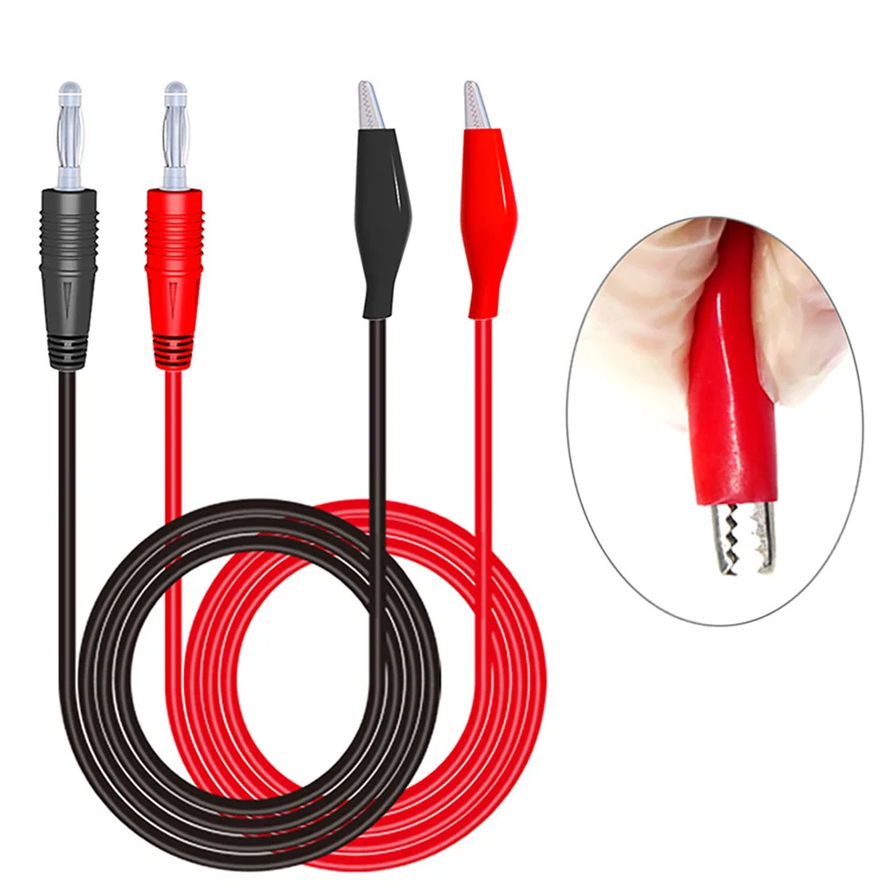 

P1038 4mm Banana To Crocodile Clamp Soft Test Multimeter Test Cable Small Size For Alligator Clips 1M Electronic Measuring Part