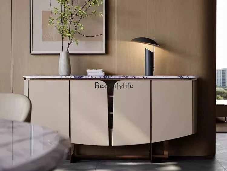 

Natural luxury stone fragrant snow plum walnut Italian natural marble light luxury cabinet