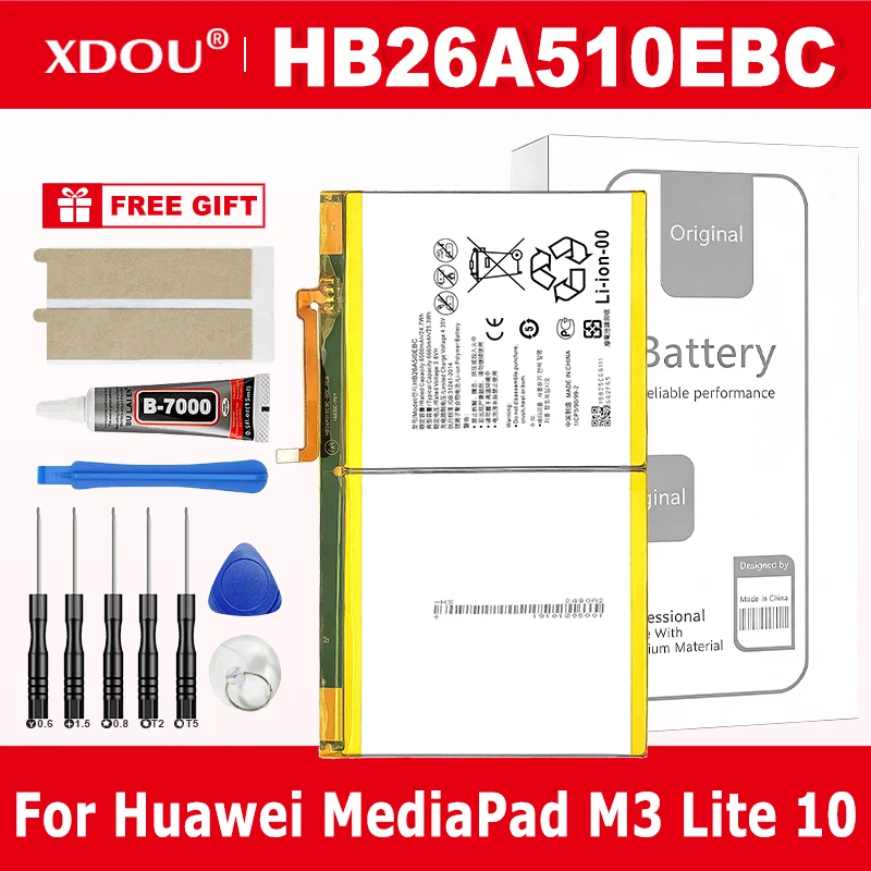 Brand New 6660mAh HB26A510EBC For Huawei MediaPad M3 Lite 10 HDN-W09 BAH-L01 BAH-L09 BAH-W09 BAH-AL00 Tablet  Battery+Tools