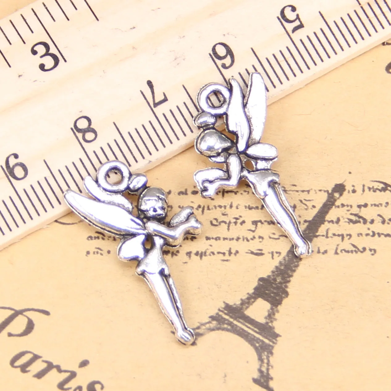 72pcs Charms For Jewelry Making angel fairy 25x15mm Antique Silver Plated Pendants DIY Handmake Tibetan Silver Bracelet Necklace