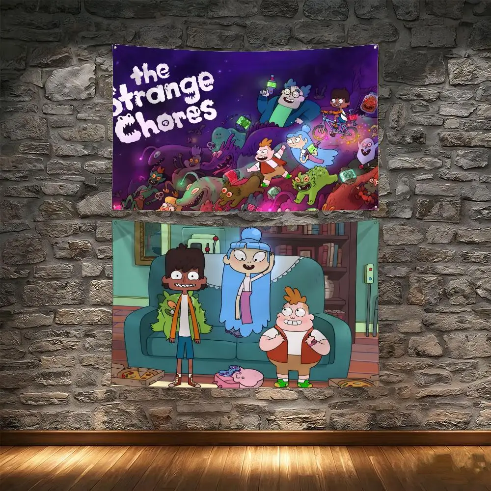 Adventure Cartoon T-The Strange Chores Flags Tapestry Creative Pattern Photo Living Room Wall Art Party Outdoor Decor