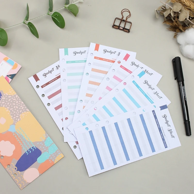 

12Pcs Budget Sheet Budget Refills Paper 6-Holes Punched Expense Tracking Budget Sheets with 12 Envelope and Marker Pen Dropship