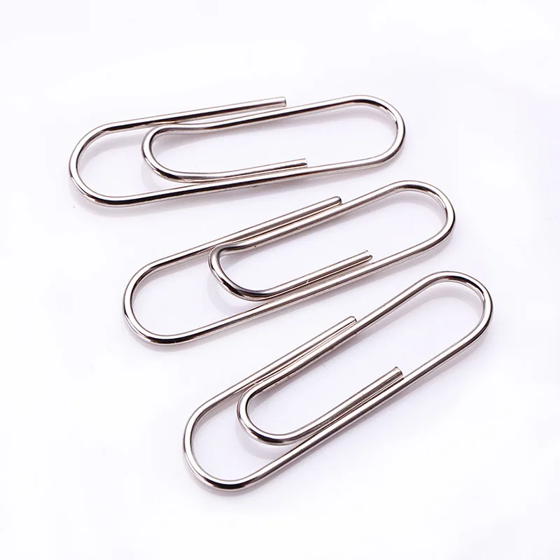 100 Pcs/box Silver Regular 29mm Paper Clips Bookmark Metal Nickel Plated Rust Proof Office Stationery