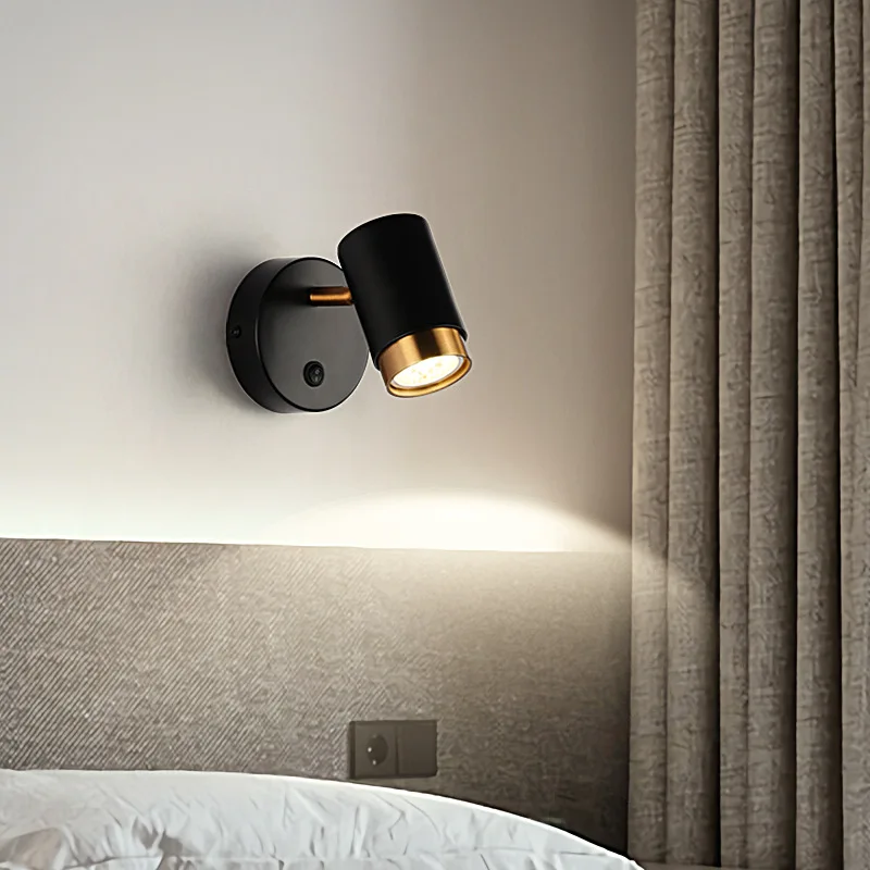 Nordic Led Wall Lamp Simple And Adjustable Black White Creative Decorative Light Hotel Engineering Bedroom Bedside Aisle Light