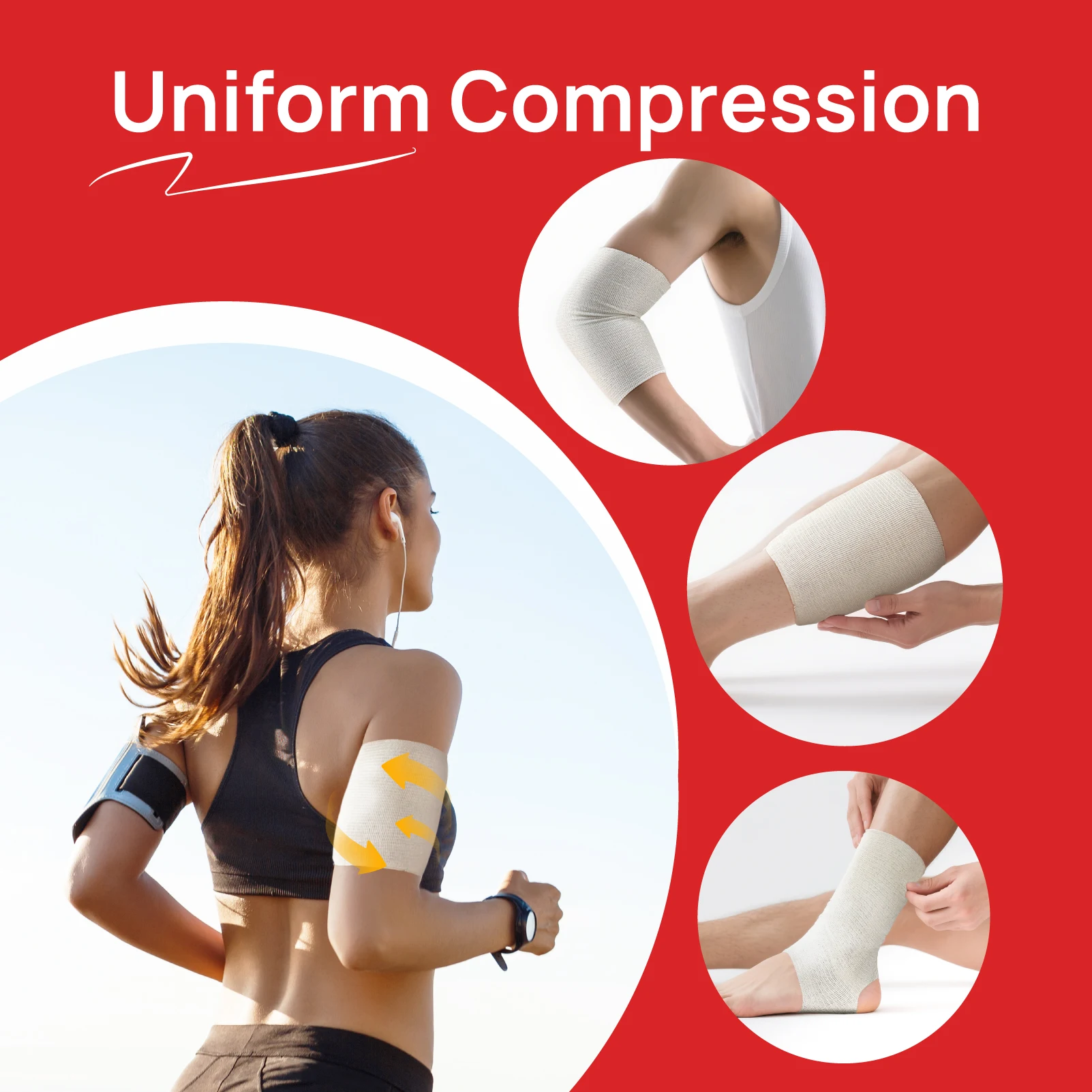 Carbou Elasticated Tubular Support Bandage 3'/3.5'/4'/4.75' X 11yd, Soft Stockinette Tubing for Legs, Arms, Knees, Reusable