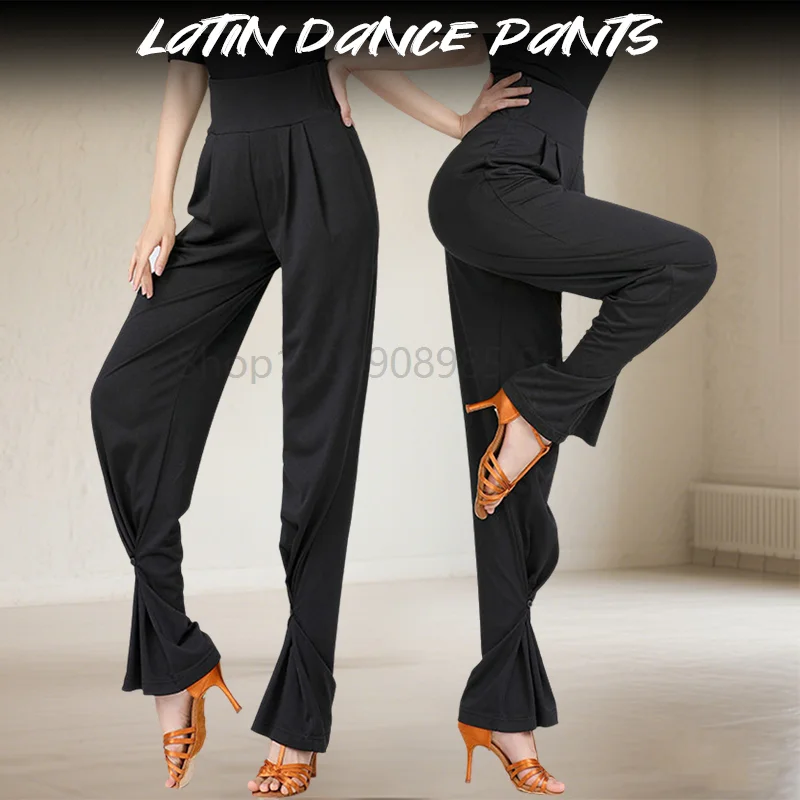 

Summer Thin Elastic Latin Dance Pants Casual Long Loose Trousers Women Practice Sumba Rumba Ballroom Modern Dance Costume
