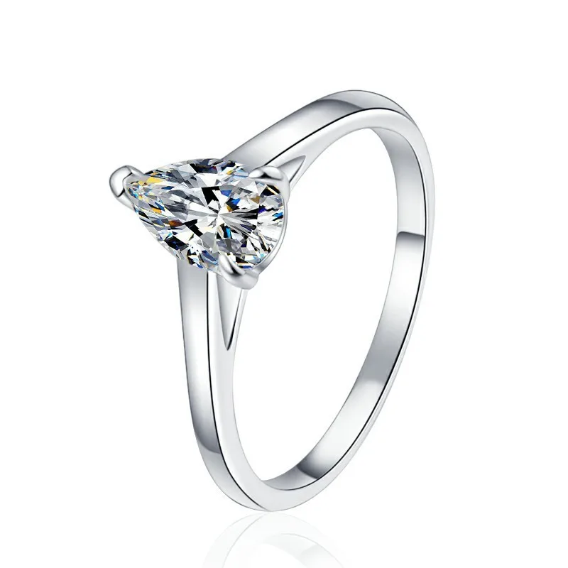 

ZFSILVER s925 Silver Fashion Luxury Trendy Color D Moissanite Waterdrop Ring For Charms Women Wedding Party Jewelry Gifts JZ0174