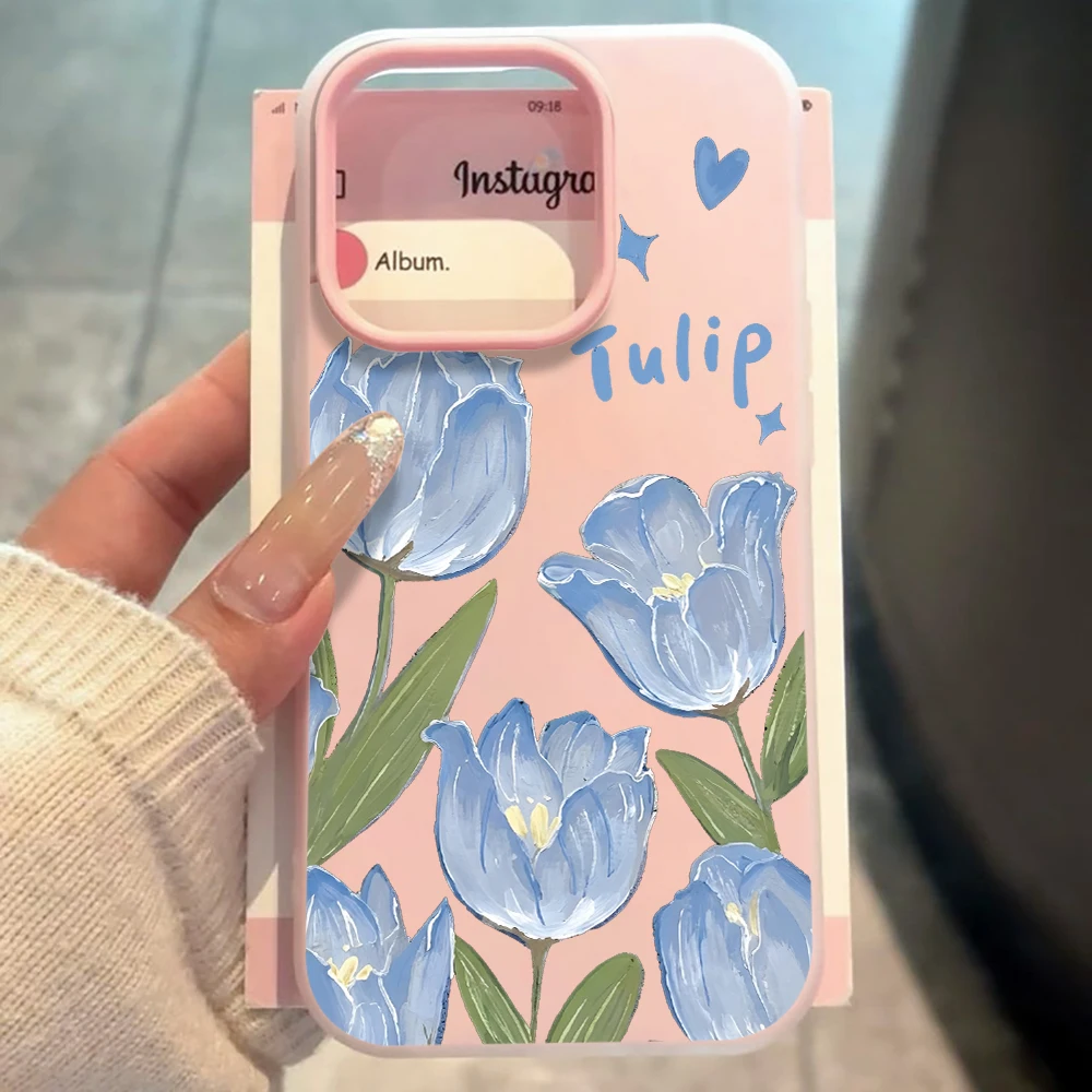 Für Samsung Galaxy S21 S26 S25 S24 S23 S22 Ultra Plus FE Hülle Blaue Tulpenblumen-Cover Für A37 A36 A54 A55 A56 Staubdichte Schutzhülle – Detail 5